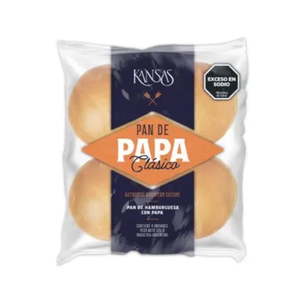KANSAS - Pan de Hamburguesa de papa cl&aacute;sico x 4un.